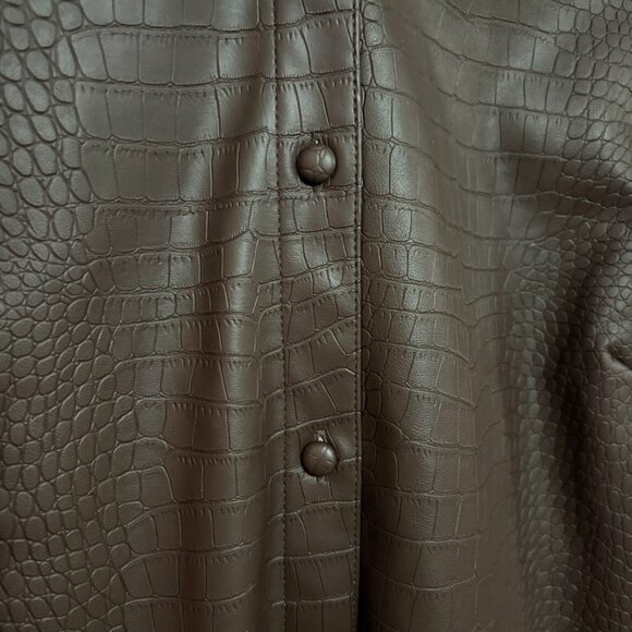 Dennis Basso Textured Alligator Faux Leather Button Shirt - Size: XS - NWT - Picture 10 of 16